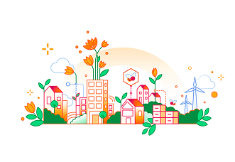 Orange city illustration