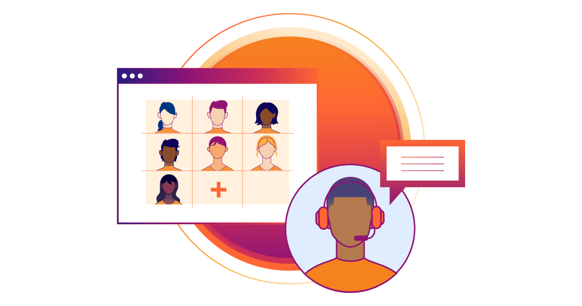 Illustration of Technical Account Management Service showing a service agent wearing a phone headset acting as an extra team member